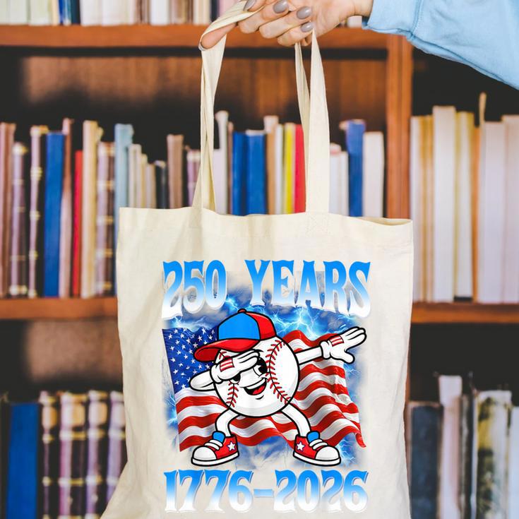 250 Years 1776 2026 250th Baseball American Flag 4th Of July Canvas Tote Bag