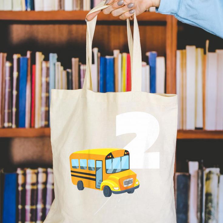 2nd Birthday School Bus Kids Back To School Themes Party Canvas Tote Bag 2nd Birthday School Bus Kids Back To School Themes Party Canvas Tote Bag