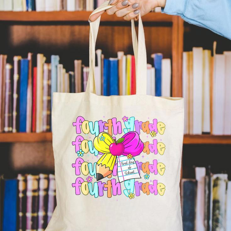 4th Grade For Girls Back To School First Day Fourth Grade Canvas Tote Bag 4th Grade For Girls Back To School First Day Fourth Grade Canvas Tote Bag