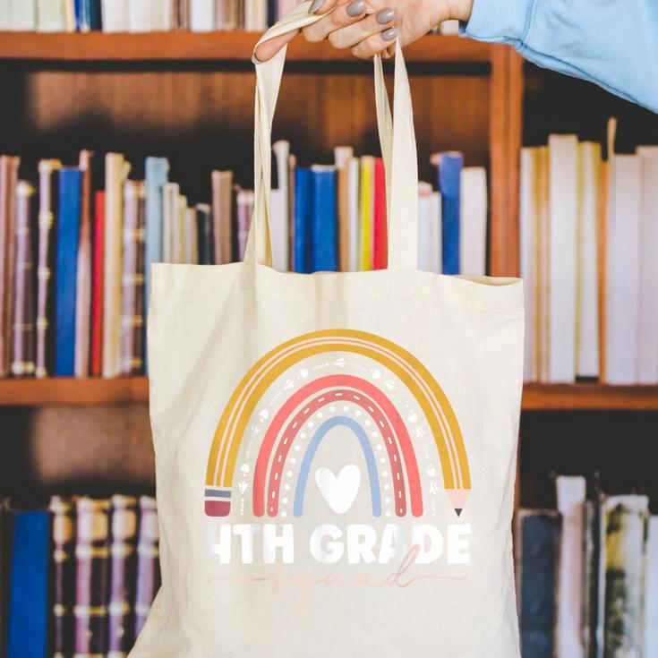 4th Grade Squad Rainbow Back To School Canvas Tote Bag