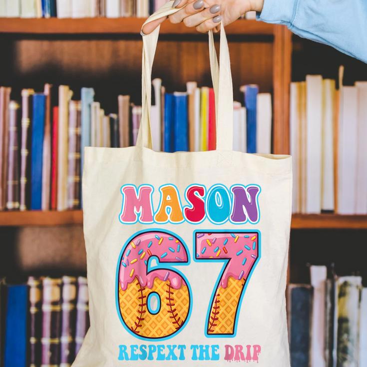 6 7 Mason Baseball Drip Number 67 Player Or 67th Birthday Canvas Tote Bag