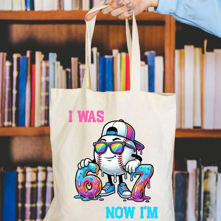 I Was 6 Now I'm 7 Baseball Birthday Drip Ice Cream Boy Canvas Tote Bag I Was 6 Now I'm 7 Baseball Birthday Drip Ice Cream Boy Canvas Tote Bag