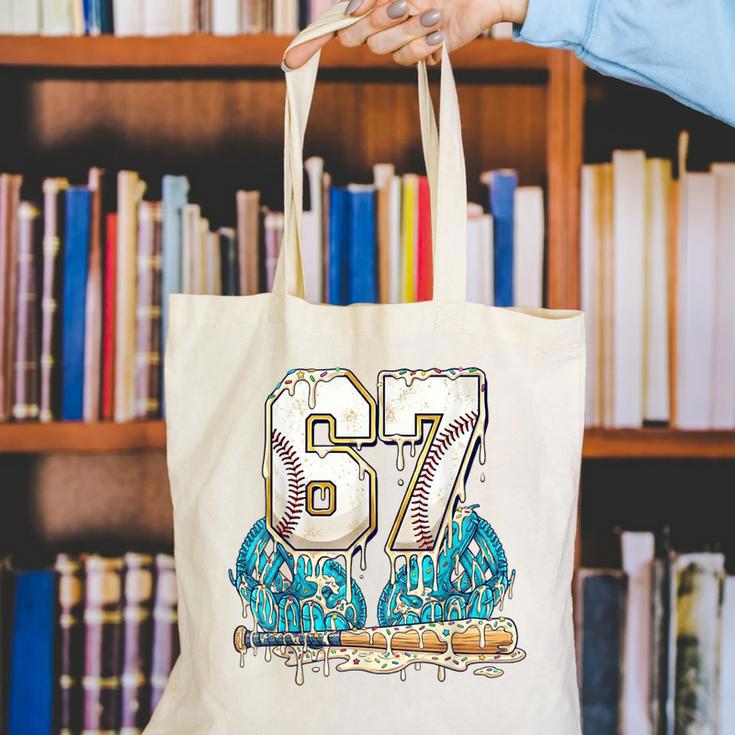 67 Baseball Drip Boys Youth Kids 6-7 Ice Cream Dripping 6 7 Canvas Tote Bag