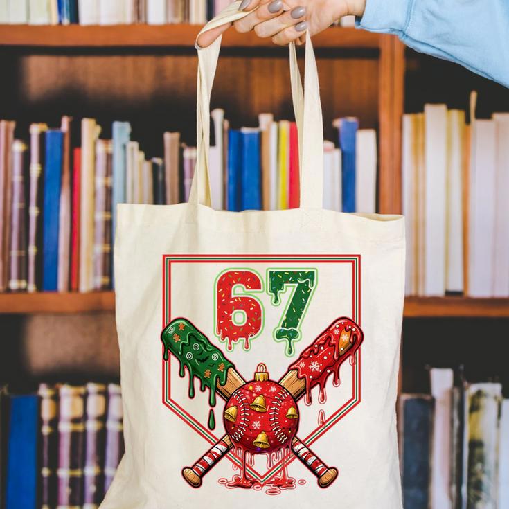 67 Baseball Drip Christmas Meme Six Seven Gen Alpha Slang Canvas Tote Bag