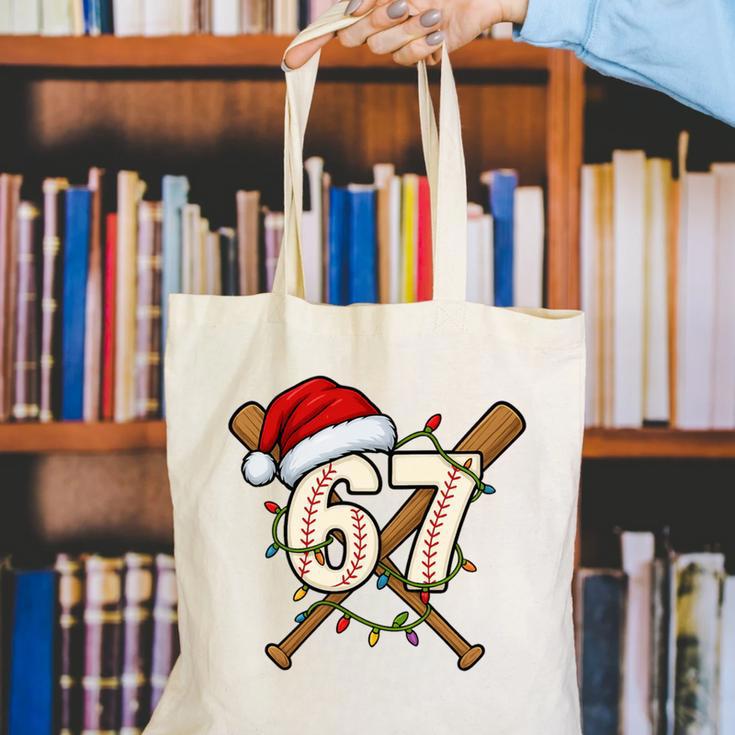 67 Baseball Xmas Lights Santa Hat Holiday Canvas Tote Bag 67 Baseball Xmas Lights Santa Hat Holiday Canvas Tote Bag