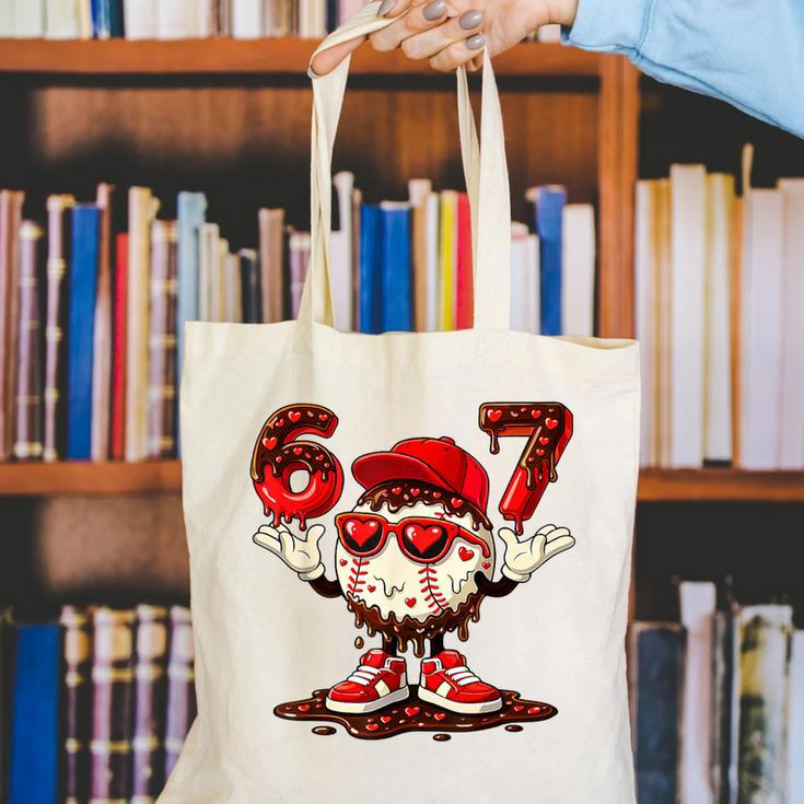 67 Valentine Day Baseball Chocolate Ice Cream Drip Canvas Tote Bag