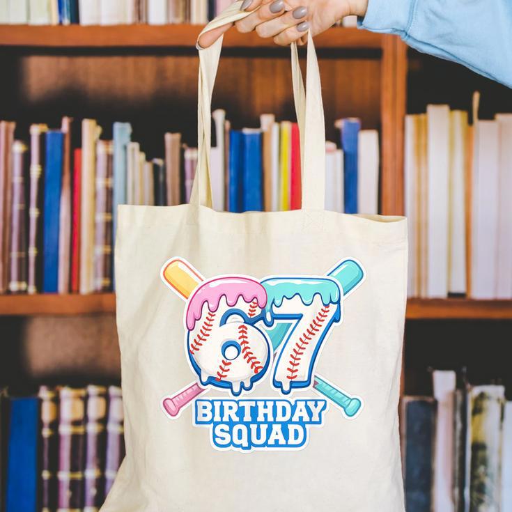 67th Birthday Squad Baseball Ice Cream Drip Birthday Squad Canvas Tote Bag 67th Birthday Squad Baseball Ice Cream Drip Birthday Squad Canvas Tote Bag