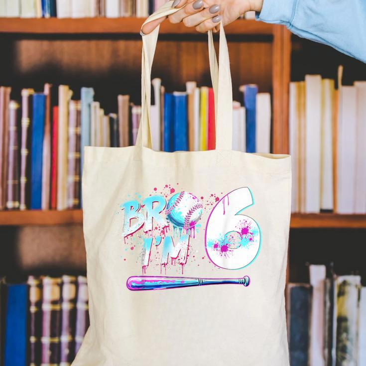 6th Birthday Boy Bro I'm 6 Year Old Baseball Ice Cream Drip Canvas Tote Bag 6th Birthday Boy Bro I'm 6 Year Old Baseball Ice Cream Drip Canvas Tote Bag