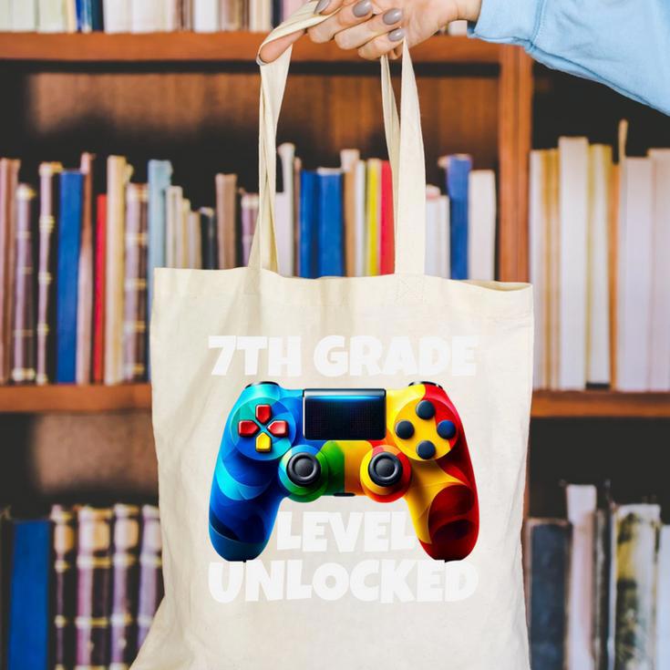 7th Grade Level Unlocked Back To School Gamer Boys Girls Canvas Tote Bag