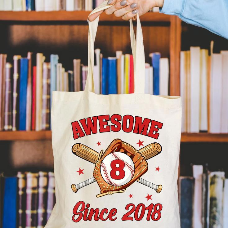 8 Year Old Boys Awesome Since 2018 Baseball Birthday Canvas Tote Bag