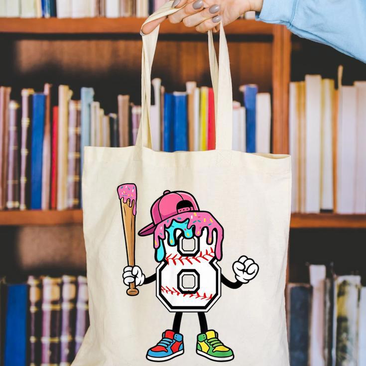 8th Birthday Baseball Ice-Cream Drip 8 Years Old Boys Girls Canvas Tote Bag 8th Birthday Baseball Ice-Cream Drip 8 Years Old Boys Girls Canvas Tote Bag