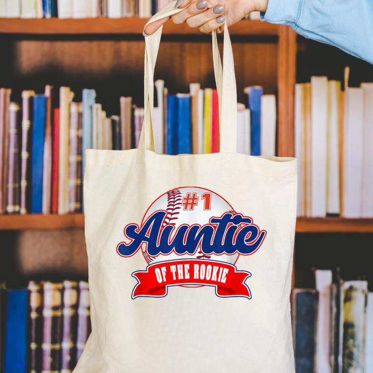 Auntie Rookie Of Year 1st Birthday Baseball Theme Matching Canvas Tote Bag