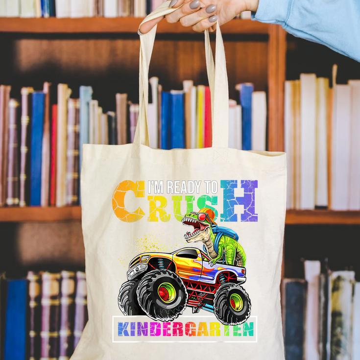 Back To School Boy Dinosaur I'm Ready To Crush Kindergarten Canvas Tote Bag Back To School Boy Dinosaur I'm Ready To Crush Kindergarten Canvas Tote Bag