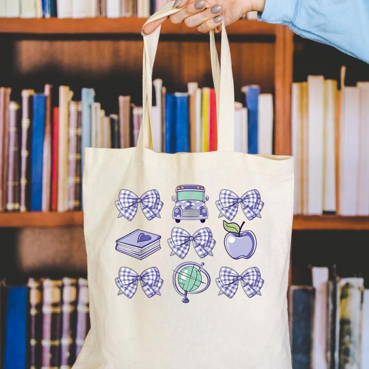 Back To School Coquette Bow Gingham First Day Of School Bows Canvas Tote Bag Back To School Coquette Bow Gingham First Day Of School Bows Canvas Tote Bag