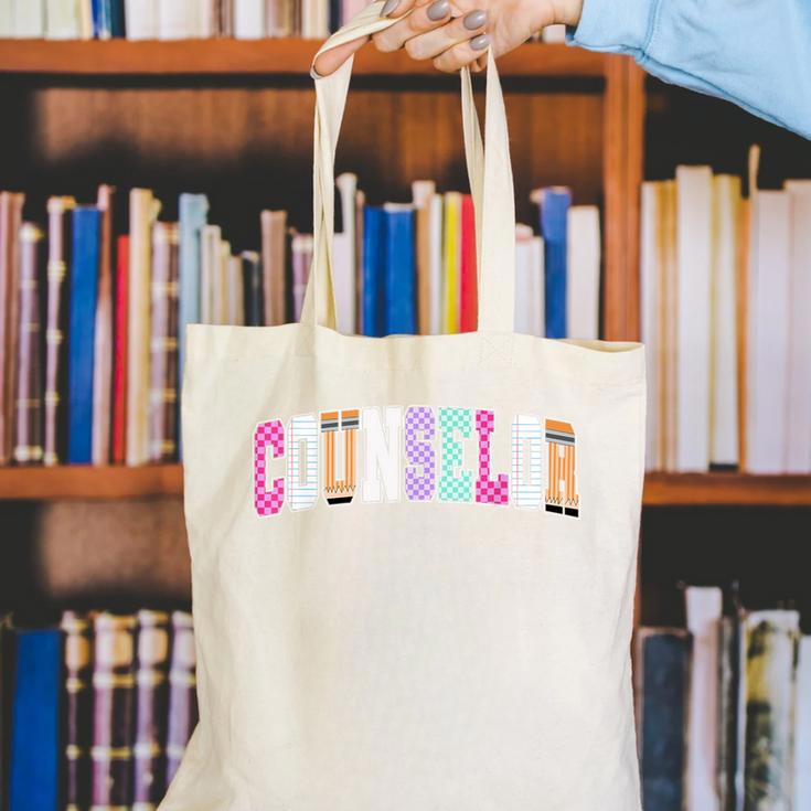 Back To School Counselor Preppy Checkered Counselor Life Canvas Tote Bag Back To School Counselor Preppy Checkered Counselor Life Canvas Tote Bag