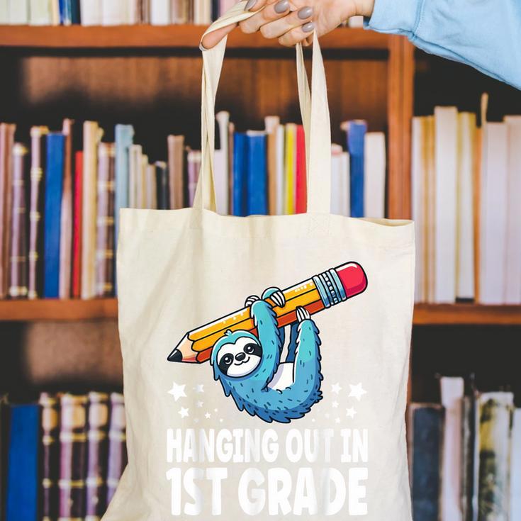 Back To School First Grade Sloth Hanging Out In 1st Grade Canvas Tote Bag