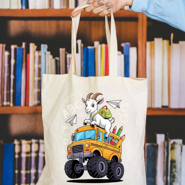 Back To School Goat School Bus 100 Days Of School Canvas Tote Bag Back To School Goat School Bus 100 Days Of School Canvas Tote Bag