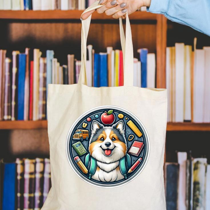 Back To School Icelandic Sheepdog Dog Boy Girls Student Kids Canvas Tote Bag