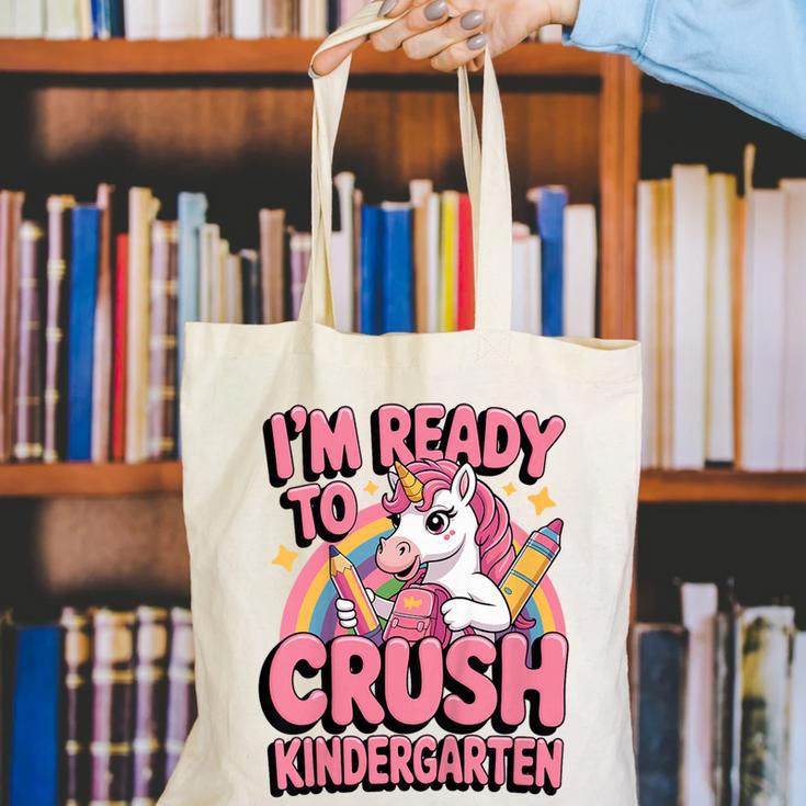 Back To School I'm Ready To Crush Kindergarten Unicorn Canvas Tote Bag Back To School I'm Ready To Crush Kindergarten Unicorn Canvas Tote Bag