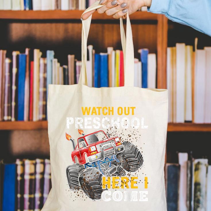 Back To School Preschool Here I Come For Boy Kids Truck Canvas Tote Bag