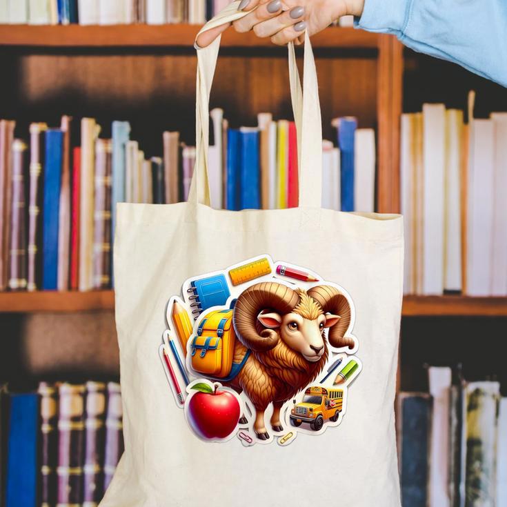 Back To School Ram Boys Girls Student Kids Lover Farmer Cute Canvas Tote Bag Back To School Ram Boys Girls Student Kids Lover Farmer Cute Canvas Tote Bag