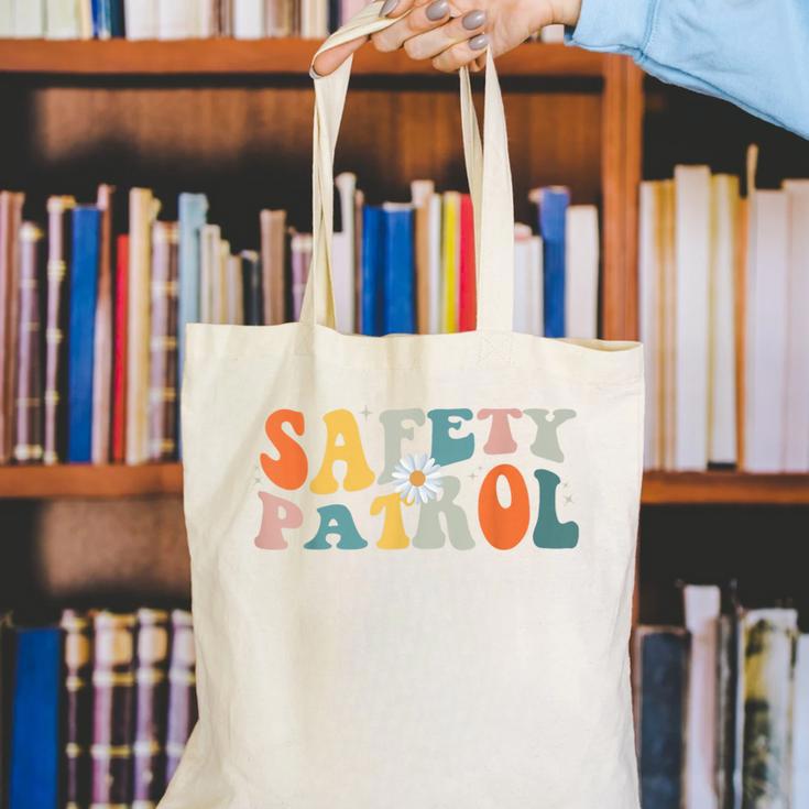 Back To School Student Safety Patrol Groovy Retro Canvas Tote Bag Back To School Student Safety Patrol Groovy Retro Canvas Tote Bag