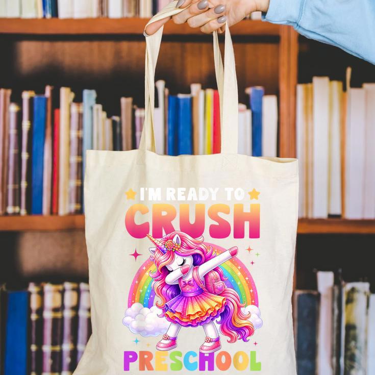 Back To School Unicorn Girls I'm Ready To Crush Preschool Canvas Tote Bag Back To School Unicorn Girls I'm Ready To Crush Preschool Canvas Tote Bag