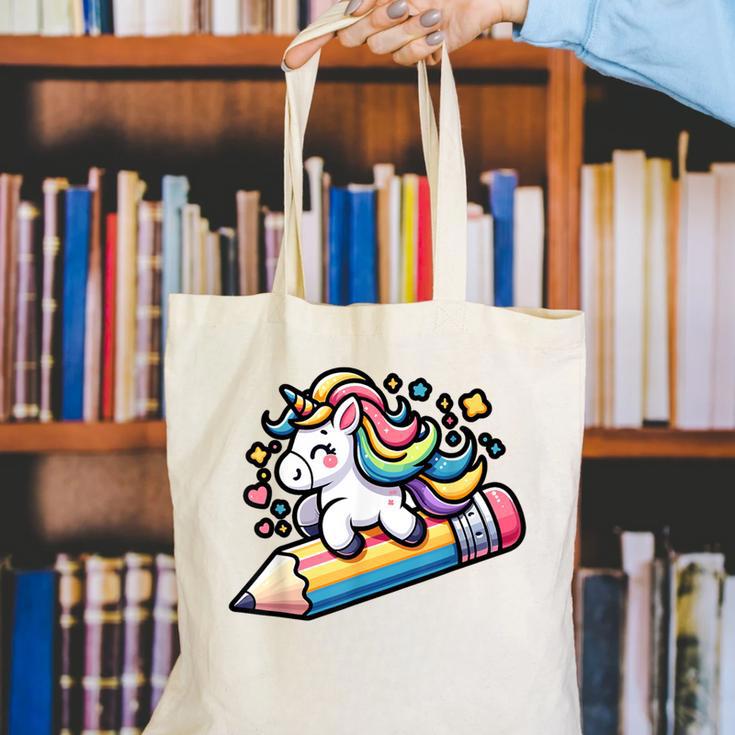 Back To School Unicorn Riding A Pencil Canvas Tote Bag Back To School Unicorn Riding A Pencil Canvas Tote Bag