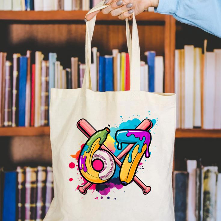 Banana Baseball 67 Ice Cream Drip Meme Canvas Tote Bag