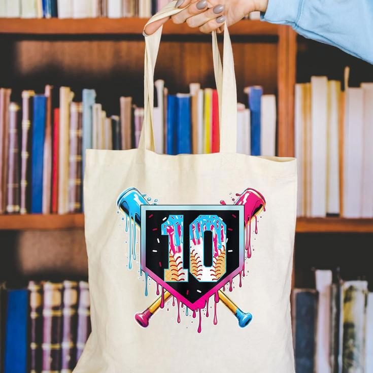 Baseball 10 Year Old Boy Ice Cream Drip 10th Birthday Player Canvas Tote Bag Baseball 10 Year Old Boy Ice Cream Drip 10th Birthday Player Canvas Tote Bag