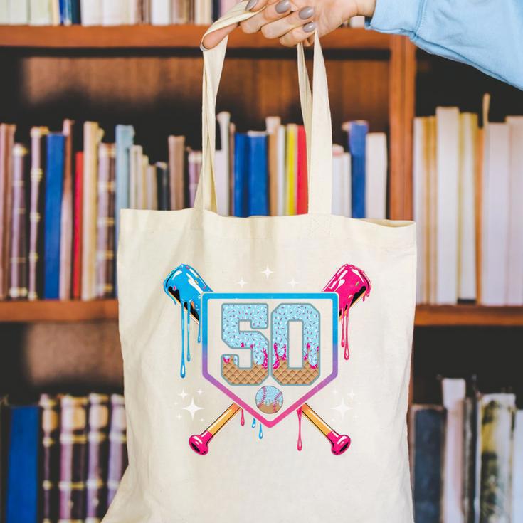 Baseball 50 Year Old Ice Cream Drip 50th Birthday Number 50 Canvas Tote Bag Baseball 50 Year Old Ice Cream Drip 50th Birthday Number 50 Canvas Tote Bag