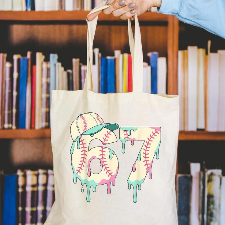 Baseball 67 Drip Six Seven Baseball Dripping Boys Kids Canvas Tote Bag