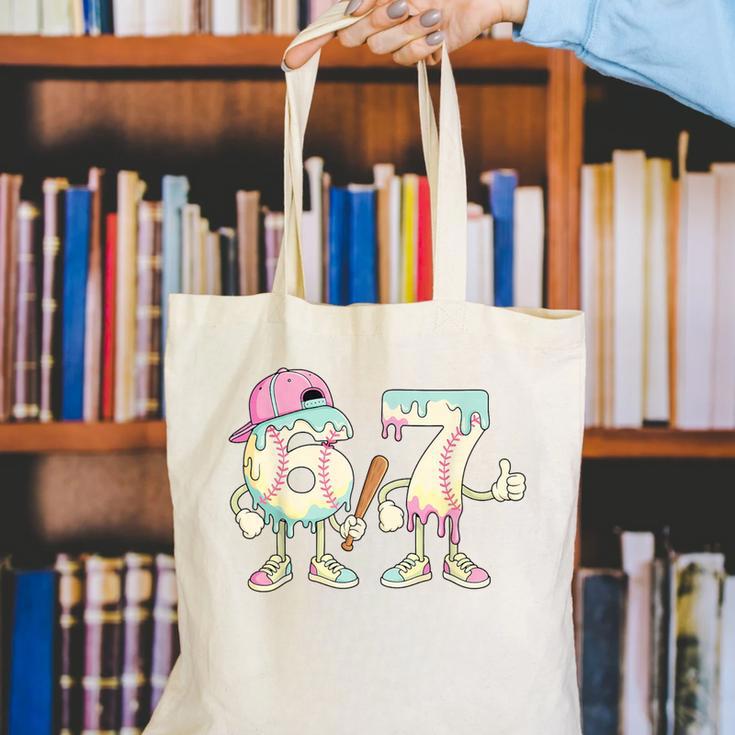 Baseball 67 Dripping Six Seven Drip Meme Ice Cream Boy Canvas Tote Bag Baseball 67 Dripping Six Seven Drip Meme Ice Cream Boy Canvas Tote Bag