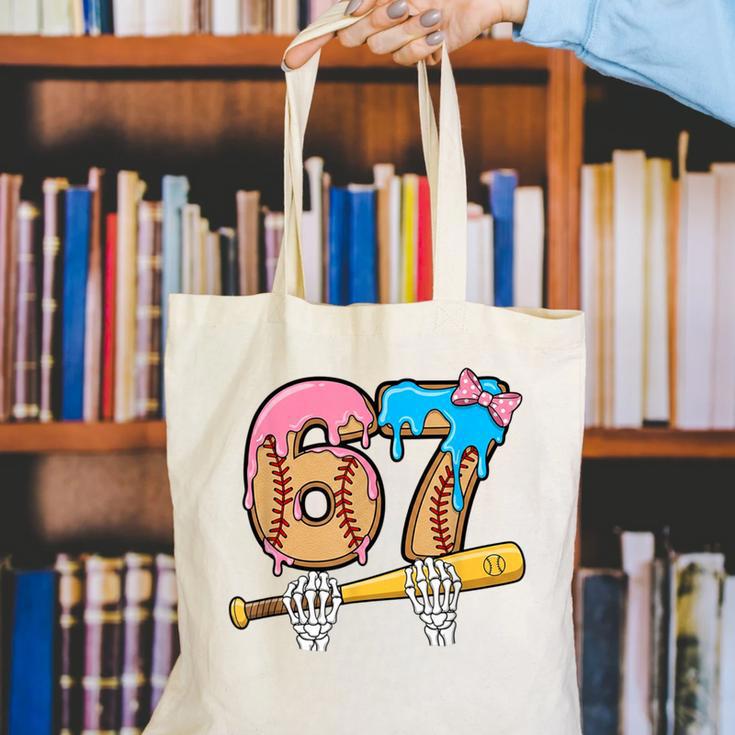 Baseball 67 Ice Cream Drip Skeleton Six Seven Boys Meme Canvas Tote Bag