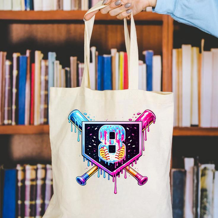 Baseball 8 Year Old Ice Cream Drip 8th Birthday Party Canvas Tote Bag Baseball 8 Year Old Ice Cream Drip 8th Birthday Party Canvas Tote Bag