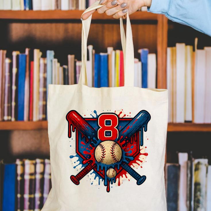 Baseball 8 Year Old Splash Drip 8th Birthday Boy Number 8 Canvas Tote Bag Baseball 8 Year Old Splash Drip 8th Birthday Boy Number 8 Canvas Tote Bag