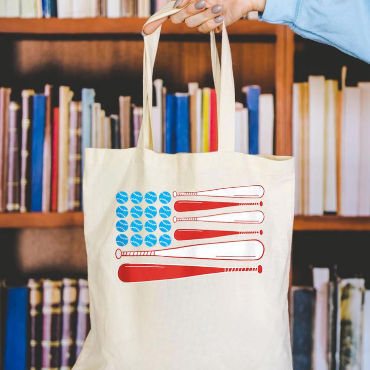 Baseball American Flag Patriotic USA Pride Canvas Tote Bag Baseball American Flag Patriotic USA Pride Canvas Tote Bag