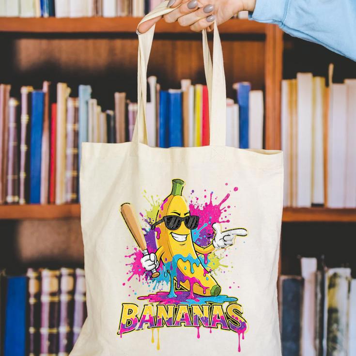 Baseball Banana Splatter Sports Kids Teens Canvas Tote Bag