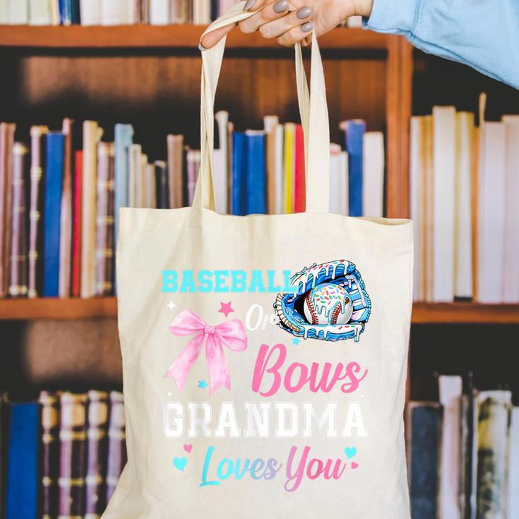 Baseball Or Bows Your Grandma Loves You Gender Reveal Canvas Tote Bag Baseball Or Bows Your Grandma Loves You Gender Reveal Canvas Tote Bag