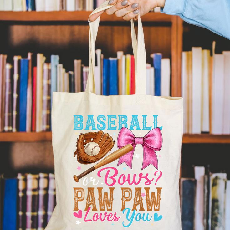 Baseball Or Bows Paw Paw Loves You Gender Reveal Baby Party Canvas Tote Bag Baseball Or Bows Paw Paw Loves You Gender Reveal Baby Party Canvas Tote Bag