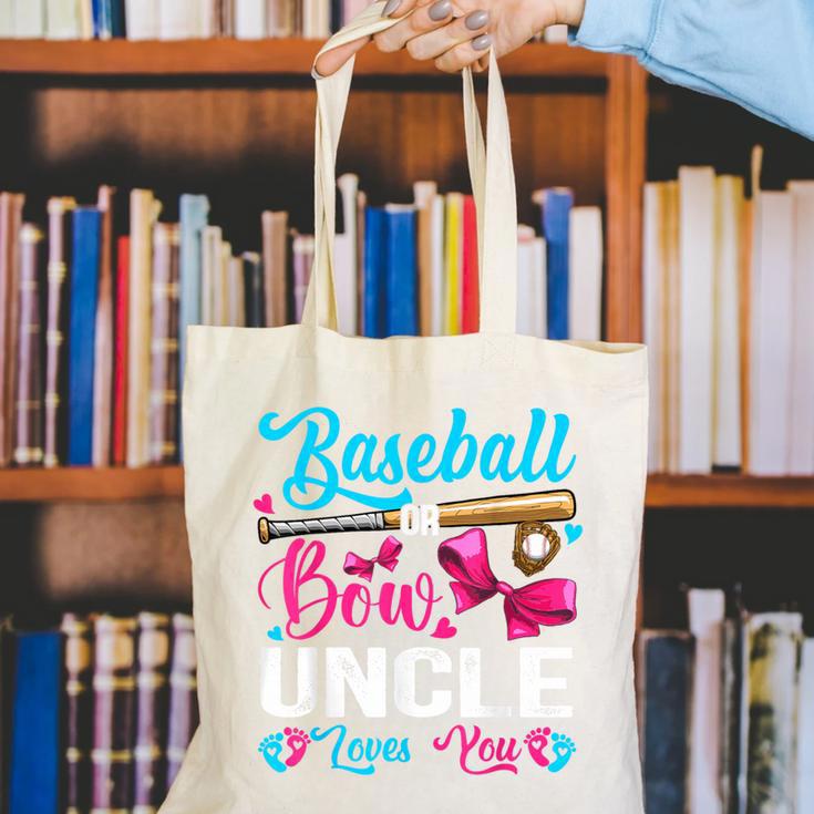 Baseball Or Bows Uncle Loves You Gender Reveal Canvas Tote Bag Baseball Or Bows Uncle Loves You Gender Reveal Canvas Tote Bag