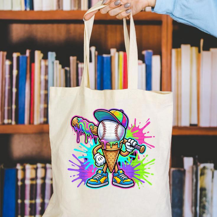 Baseball Boys Clothes For Boys Ice Cream Drip Baseball Stuff Canvas Tote Bag Baseball Boys Clothes For Boys Ice Cream Drip Baseball Stuff Canvas Tote Bag