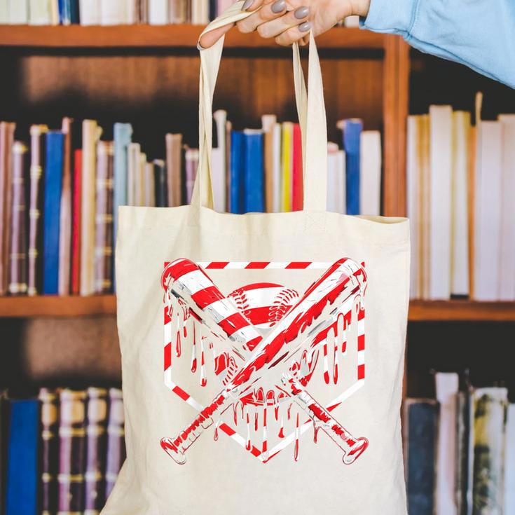 Baseball Candy Cane Christmas Baseball Ice Cream Drip Boys Canvas Tote Bag