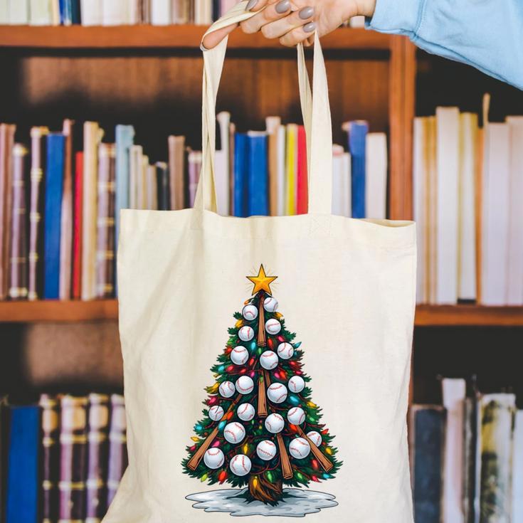 Baseball Christmas Tree Men Boys Youth Santa Sports Canvas Tote Bag Baseball Christmas Tree Men Boys Youth Santa Sports Canvas Tote Bag