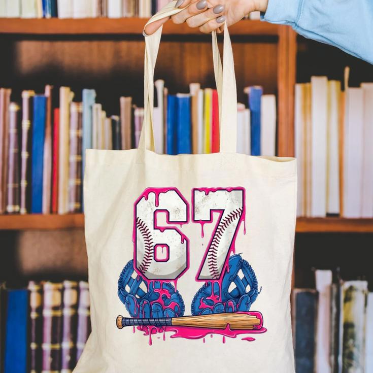 Baseball Drip 67 Meme Six Seven 6-7 Gen Alpha Slang Canvas Tote Bag