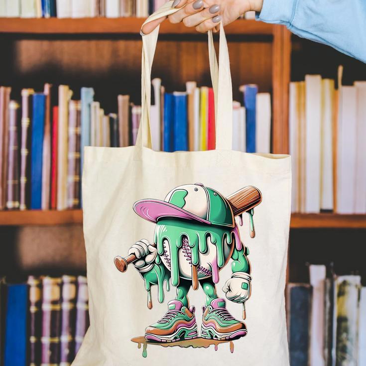 Baseball Drip For Boys Ice Cream Drip Baseball Canvas Tote Bag Baseball Drip For Boys Ice Cream Drip Baseball Canvas Tote Bag