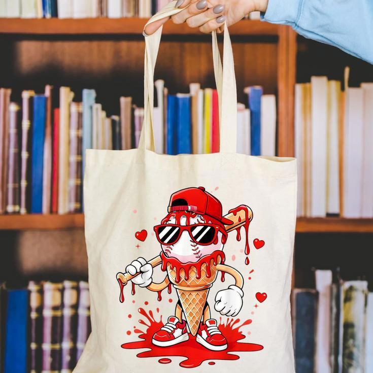 Baseball Drip Ice Cream Apparel Youth Boys Valentines Canvas Tote Bag Baseball Drip Ice Cream Apparel Youth Boys Valentines Canvas Tote Bag