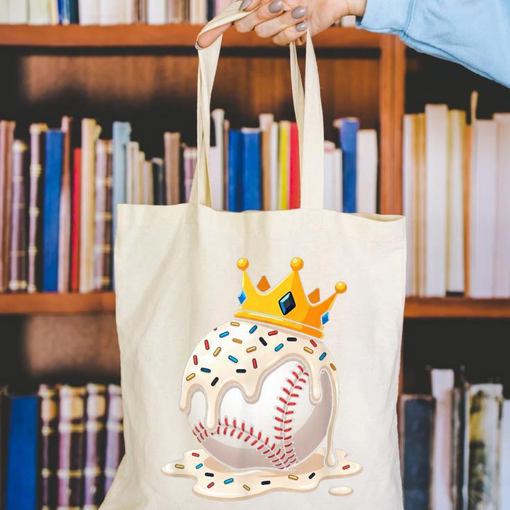 Baseball Drip Ice Cream Crown Melt Graphic Canvas Tote Bag Baseball Drip Ice Cream Crown Melt Graphic Canvas Tote Bag