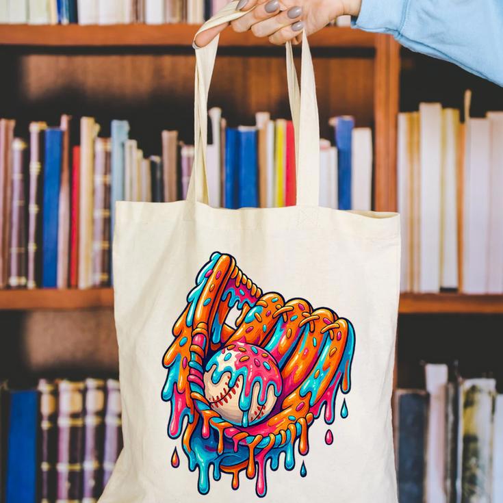 Baseball Drip Ice Cream Sprinkles Baseball Glove For Boys Canvas Tote Bag