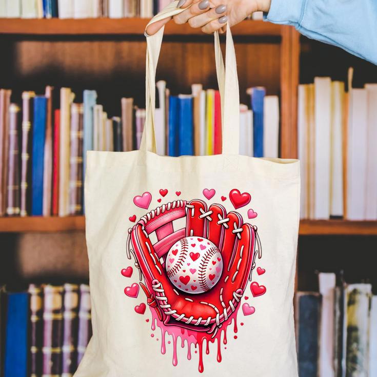 Baseball Drip Ice Cream Sprinkles Valentines Day Baseball Canvas Tote Bag